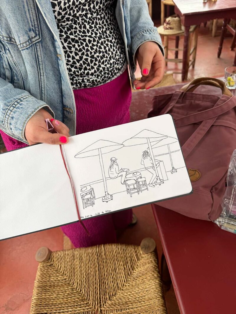 Tekening in een travel journal